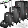 tectake® Set di valigie rigide Cleo, 4 pezzi, Trolley M, L e XL, Beauty Case Impilabile, Rotelle Girevoli a 360°, Maniglia Telescopica Regolabile, Bilancia, Combinazione a 3 Cifre - Nero