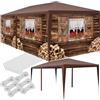 tectake® Gazebo Esterno Resistente 3x6 m, 6 Pannelli Laterali Rimovibili, Impermeabile, Struttura in Acciaio, Copertura UV, Tendone per Feste, Matrimoni, Campeggio, Gazebi Terrazzo Esterno - Rustico