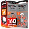 Udivita 160 Batterie Per Apparecchi Acustici Auricolari Rayovac Extra Misura 13 PR48 (Arancioni) - 20 Blister da 8 Pile