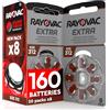 Udivita 160 Batterie Per Apparecchi Acustici Auricolari Rayovac Extra Misura 312 PR41 (Marroni) - 20 Blister da 8 Pile