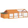 PawHut Pollaio da Giardino per 4-8 Galline con Area Nido e Tetto Apribile, Pollaio da Esterno in Legno di Abete e Rete Metallica con Porta Ampia, 240x112.5x76 cm, Arancione