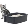 Iris Ohyama, Vaschetta per gatti, toilette per gatti, Facile da Pulire, Plastica (PP) senza BPA, L38 x P48.5 x A15 cm, Vassoio per Lettiera Gatto, CLH-12 Body, Grigio