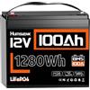 Humsienk Batteria al Litio LiFePO4 12V 100Ah, BMS 100A con Protezione Bassa Temperatura, 15000 Cicli Profondi, per Camper, Yacht, Fotovoltaico e Sistemi Off-Grid