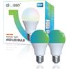 ALUSSO Lampadina intelligente E27, Wi-Fi LED RGB e bianco freddo, dimmerabile, con 16 milioni di colori fai da te, 10 W, 800 lm, funzionamento con Alexa, Google Assistant, 2 pezzi