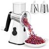 Generico Affettatrice Verdure Multifunzione con Maniglia Girevole - 3 Lame Inox 430 Intercambiabili - Funzione Grattugiare, Affettare e Tritare - Utensile Manuale Professionale per Cucina