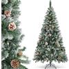 Aigostar Albero di Natale Artificiale Innevato 180CM，Super Folto ，Effetto Realistico，650 rami folti e 43 pigne naturali，Include Supporto in Metallo，Montaggio Facile