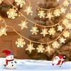 Aigostar 4 Pezzi 2.5m 25 LED Ghirlande Luci a Batteria Stella e Fiocco di Neve, 8 Modalità Catena di Luci Natalizie, IP44 Impermeabile con Timer per Interni ed Esterni, Festa (Bianco Caldo)
