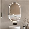 Ratsamee 50x80cm Ovale Specchio Bagno con Luce, 3 Colori Dimmerabili, Antiappannamento, Memoria, Touch Control, Montaggio a Parete - Specchio Trucco con Illuminazione