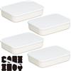 CNKHDZ Confezione da 4 scatole di immagazzinamento in plastica impilabili con coperchio e maniglie, multiuso per casa, ufficio e cucina (Bianco, 36.5 * 26 * 7.7cm)