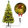 Aigostar Albero di Natale Artificiale da 150 CM,con Catena di Luci LED da 13 M,200 LED Bianco Caldo,8 Modalità di Illuminazione,Rami Ago di Pino con Pigne,Verde,Include Supporto in Metallo.
