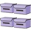 NCRGB Scatole Portaoggetti in Tessuto,Scatole Portaoggetti Scatole per Armadio con Coperchio Set,Pieghevole,Contenitore per Armadio,Vestiti,Armadi (26×19×16cm/4pack, Viola)