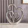 ODMYZG Statua in ceramica a doppio cuore,Elegante cuore per la decorazione,scultura decorativa per la casa,soggiorno,decorazione dell'ufficio,adatta come regalo.