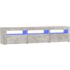 vidaXL Mobile Porta TV con Luci LED Grigio Cemento 180x35x40 cm