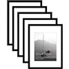 Americanflat Cornice 30x40 cm Nere - Set da 5 Cornici 22x28 cm con Passepartout o 40x30 cm Senza Passepartout - Portafoto con Pannello Protettivo in Plastica, Ganci Seghettati Integrati