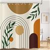 Hnmdmyi Tenda da doccia Boho 90x180, metà secolo astratto verde foglie arco sole beige tenda da bagno moderno minimalista geometrico estetico arte impermeabile tessuto lavabile tenda da bagno