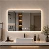 Viugreum Specchio da bagno a LED con illuminazione, 80 x 60 cm, anti-appannamento, specchio da parete, specchio da bagno, 3 colori di luce, specchio regolabile con illuminazione, interruttore touch