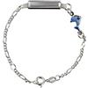 Aka Gioielli® - Bracciale Targhetta Identificativa Bambino Argento 925 con Delfino Azzurro Smaltato, Idea Regalo