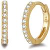 Carleen Orecchini a Cerchio Donna in Argento Sterling 925 Placcato Oro con Zirconia Cubica Creoli Sleeper, Diametro 11 mm - Bianca