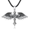 REDSUN Gioielli gotici in argento sterling 925 gotico ali d'angelo/serpente/rosa nera/teschio/scheletro, collana con nodo celtico, ali d'angelo, gioielli gotici, per uomini e donne amanti del gotico