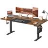 SONGMICS Scrivania Regolabile in Altezza Elettrica, 180 x 80 cm, Scrivania Elettrica, Tavolo con Memoria per 4 Altezze, Porta USB-C, Marrone Vintage e Nero Opaco LSD028KD01