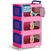 Shally Dogan Carrello Portagiochi Multilivello Impilabile, Contenitore Organizer con Ante Apribili e Ruote, Portatutto per Cameretta con Montaggio Semplice e Struttura Resistente (3 Livelli)