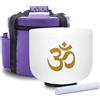 KVKA Ciotole tibetane da 20 cm, 432 Hz, nota C 8 pollici, colore bianco, simbolo OM, chakra, ciotola sonora per yoga, meditazione, guarigione del suono, rilassamento, antistress con custodia per il