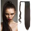 Gairyan Coda Capelli Extension Coda Finta Capelli Lisci Coda di Cavallo Extension Clip Wrap Ponytail Estensione Posticci per Capelli Sintetici Parrucchino Lungo 60cm per Donna- Marrone Cioccolato