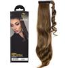JaDy Coda per Capelli in Fibra Sintetica - Leggera, Morbida e Naturale (CODA ALISSA 65CM FISSAGGIO CON VELCRO - COLORE 35TP CASTANO RAME)