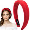 DEIMODRA Cerchietto per capelli donna, bombato rosso, largo 3 cm