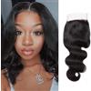 feibin Brazilian Weaving Batch Body Wave Lace Closure Virgin 100% Human Hair Smooth Natural Strands 4 x 4 Hair Extension Natural Black (10 pollici/25 cm)