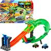 Hot Wheels Monster Trucks Sharks vs. Dinos Dragon Destruction, set con veico...