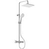 YEAUPE PRO Sistema doccia con rubinetto termostatico - Set doccia in acciaio inox cromato con doccia a pioggia quadrata da 30 x 20 cm, 3 tipi di getto, doccetta e asta doccia regolabile in altezza da