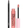NYX Professional Makeup Lip Lingerie XXL Rossetto Liquido Matte 01 Undress'd No Transfer Formula Vegana Flacone da 4ml + Pennello Labbra Pro Brush Lip con Punta Sottile - Set da 2