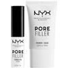 NYX Professional Makeup Primer Pore Filler Base Trucco 12h Finish Traslucido Uniforma Incarnato 20ml + Primer Pore Filler Targeted Stick Tonalità Trasparent Riduce Pori Linee Sottili 3g - Set da 2