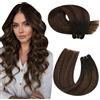 Moresoo Extension Capelli Veri Tessitura Balayage Remy Matassa Capelli Veri Tessitura Castano Scuro a Marrone Medio con Castano Scuro #2/6/2 40 cm/16 Pollice 100g