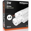 Eurocali Tubo LED 60cm G13 T8 9W 850 lumen - Luce Bianco Naturale 4000K - Fascio Luminoso 160° - Sostituzione Neon - Pacco da 4