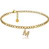 GD GOOD.designs Cavigliera d'oro con lettere impermeabili I Cavigliera da donna placcata oro 18 carati I Cavigliera regolabile (22-27 cm) acciaio inossidabile (M)