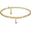 GD GOOD.designs Cavigliera d'oro con lettere impermeabili I Cavigliera da donna placcata oro 18 carati I Cavigliera regolabile (22-27 cm) acciaio inossidabile (L)