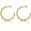 GD GOOD.designs Creoli d'oro ritorti per donna - Impermeabili - Orecchini a cerchio ritorti in acciaio inossidabile I Creoli d'oro 18K in 28mm