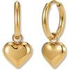 GD GOOD.designs Cerchi dorati con ciondolo - Orecchini a cuore da donna in acciaio inossidabile 316L placcato oro 18K - resistenti all'acqua - orecchini pendenti (14 mm)