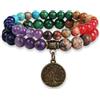 GD GOOD.designs Bracciale Chakra pietre genuine - Bracciale di perle di pietra preziosa con ciondolo dell'albero della vita I Bracciale a sfera in perle di pietra naturale