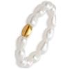 GD GOOD.designs Anello elastico con perle d'acqua dolce autentiche - Impermeabile I Anello taglia unica compatibile con la pelle con perla in oro 18 carati