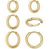 GD GOOD.designs Orecchini a cerchio in acciaio inossidabile dorato per donna - 3 paia di eleganti cerchi dorati piccoli (12mm, 14mm, 16mm) | Orecchini in acciaio chirurgico placcato oro 18K - Cerchi per uomo