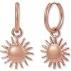 GD GOOD.designs Cerchi in oro rosa con ciondolo | Orecchini pendenti con sole in acciaio inox 316L placcati in oro rosa 18K | Orecchini da donna impermeabili (16 mm)