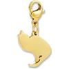 GD GOOD.designs Charms pendente gatto con chiusura a moschettone | Pendente per collana in acciaio inox 316L | Charm per bracciale componibile in oro 18K | Impermeabile e ipoallergenico