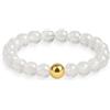 GD GOOD.designs Anello antistress in pietre naturali | Anelli elastici in cristallo di rocca donna con perlina placcata in argento 925 dorato | Anelli anti-ansia impermeabili - Misura 54-60