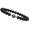 GD GOOD.designs Bracciale con Iniziale P I Braccialetto Uomo e Donna con Lettera I Perline in onice Nero - Bracciali iniziali e' il regalo perfetto