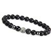 GD GOOD.designs Bracciale uomo con pietra lavica nera da 8 mm - perline di onice I Bracciale elastico a sfera per uomo in pietre naturali autentiche (Grigio)