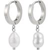 GD GOOD.designs Orecchini di Perle d'Acqua Dolce - Creole da Donna in Oro 18 Carati - Impermeabili - Ciondolo Appeso