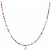 GD GOOD.designs Collana di perline colorate donna | Collana impermeabile con lettera A | Ciondolo con iniziale in acciaio inox placcato oro 18K | Regolabile e delicata sulla pelle (40-45 cm)